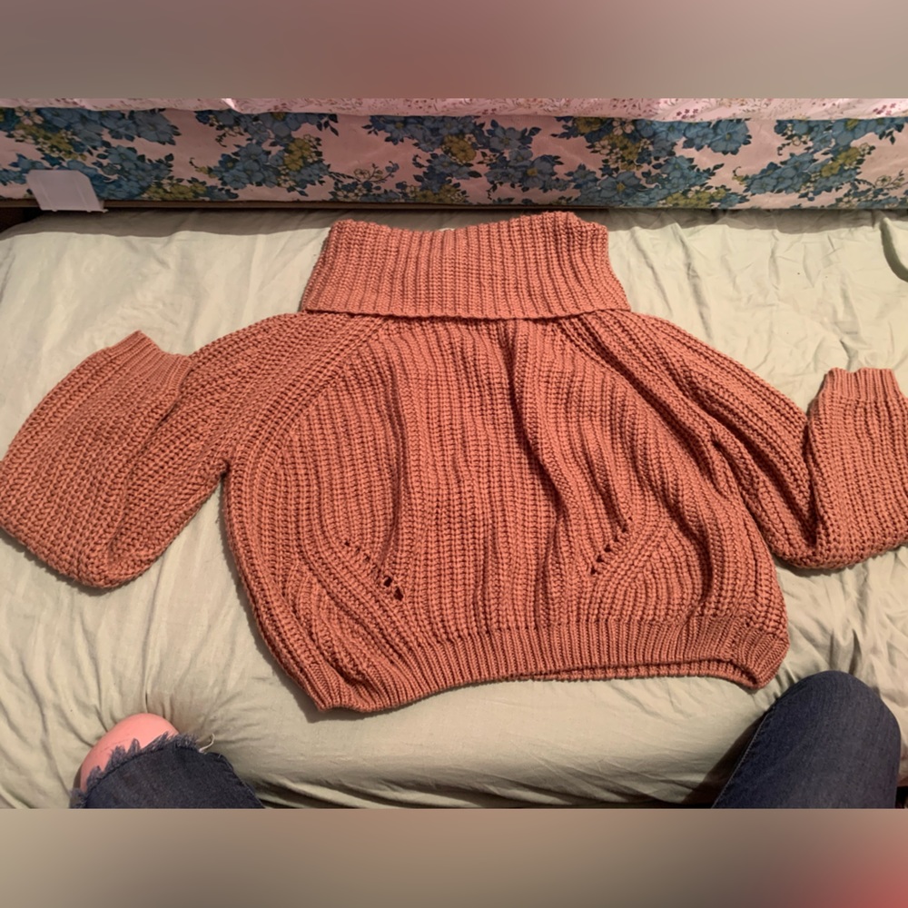 Knitted scarf neck sweater
